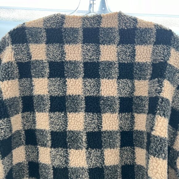 Lumiere Womens Checkered Coat Button Up Long Sleeve Tan/Black Sz Medium Pockets - Picture 6 of 9